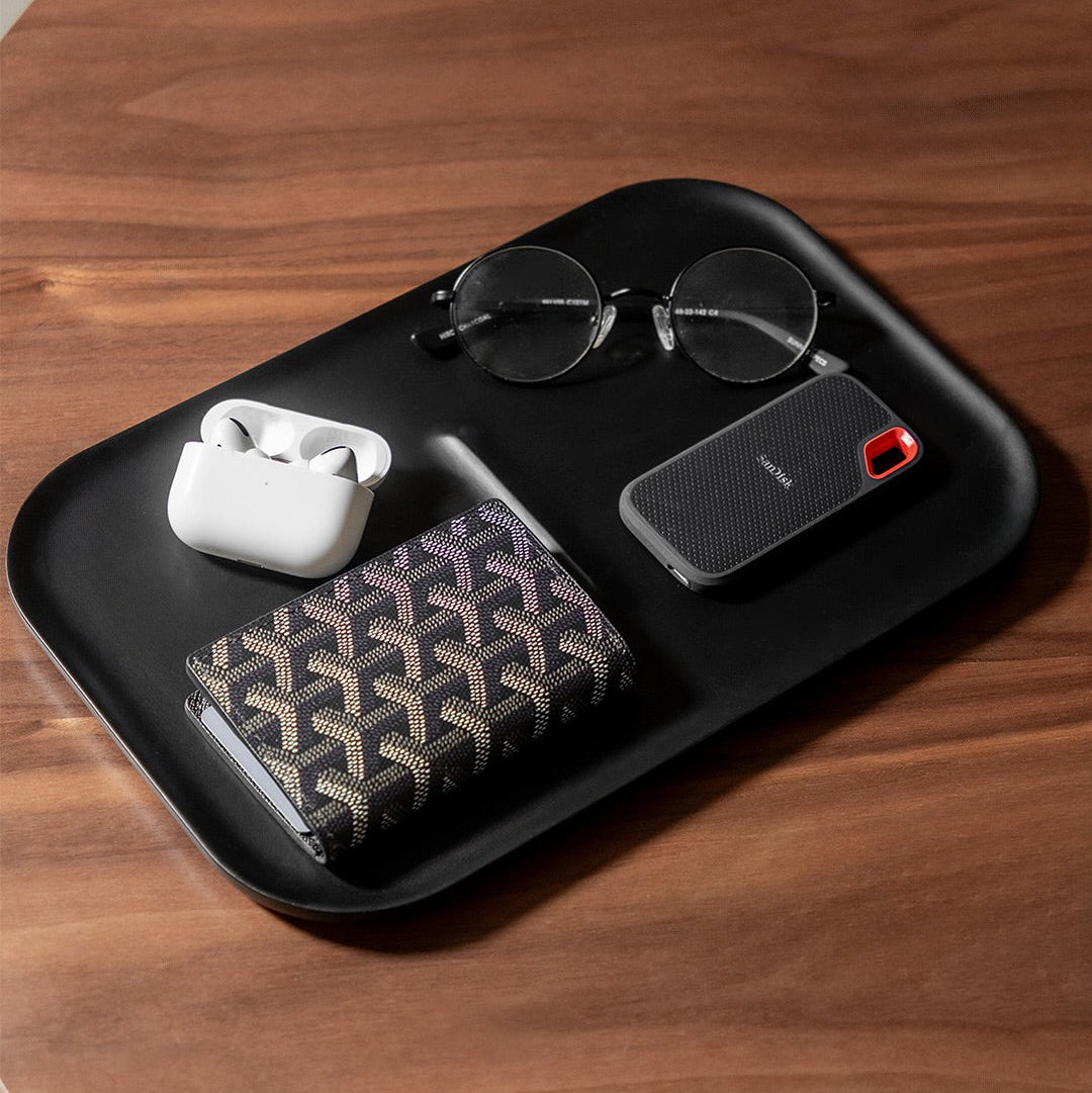 Japandi Catchall Tray Valet | Black Wood